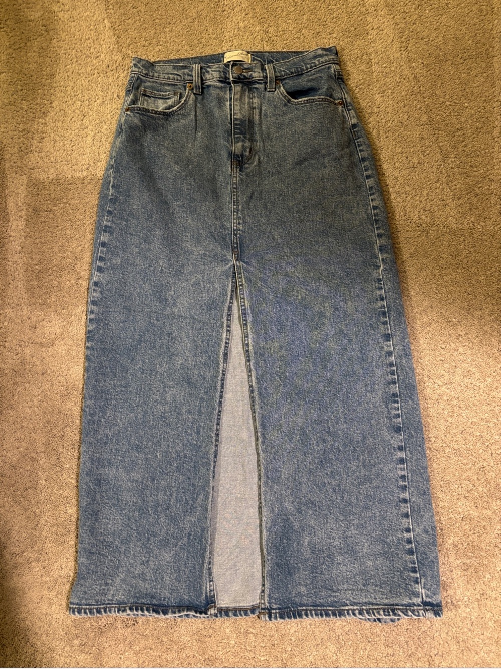 Universal Thread Blue Denim Midi Skirt with Front Slit